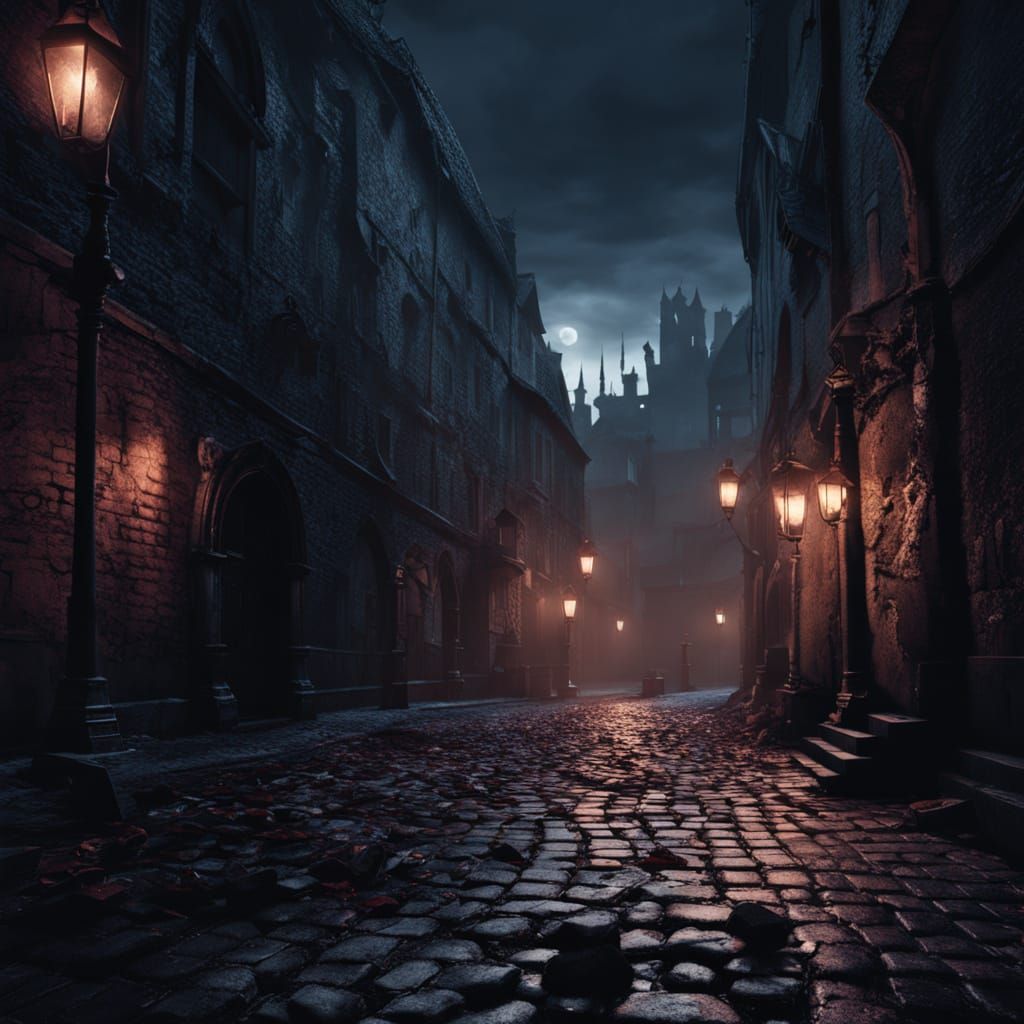 Dark Gothic Alley in Victorian City