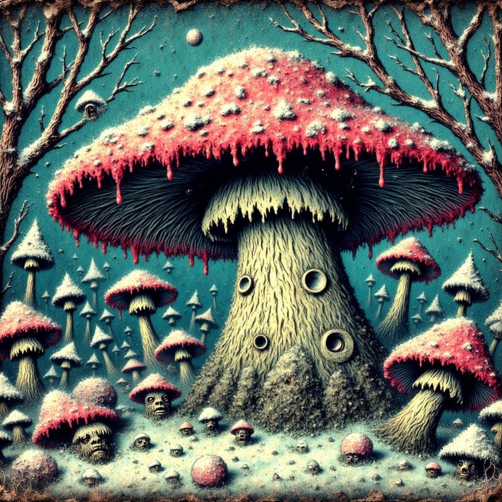 Enchanted Fungal Lord Reigns Over Frosty Wonderland in Cyber...