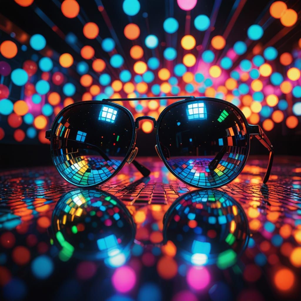 Retro Futuristic Disco Scene in Vibrant Digital Art