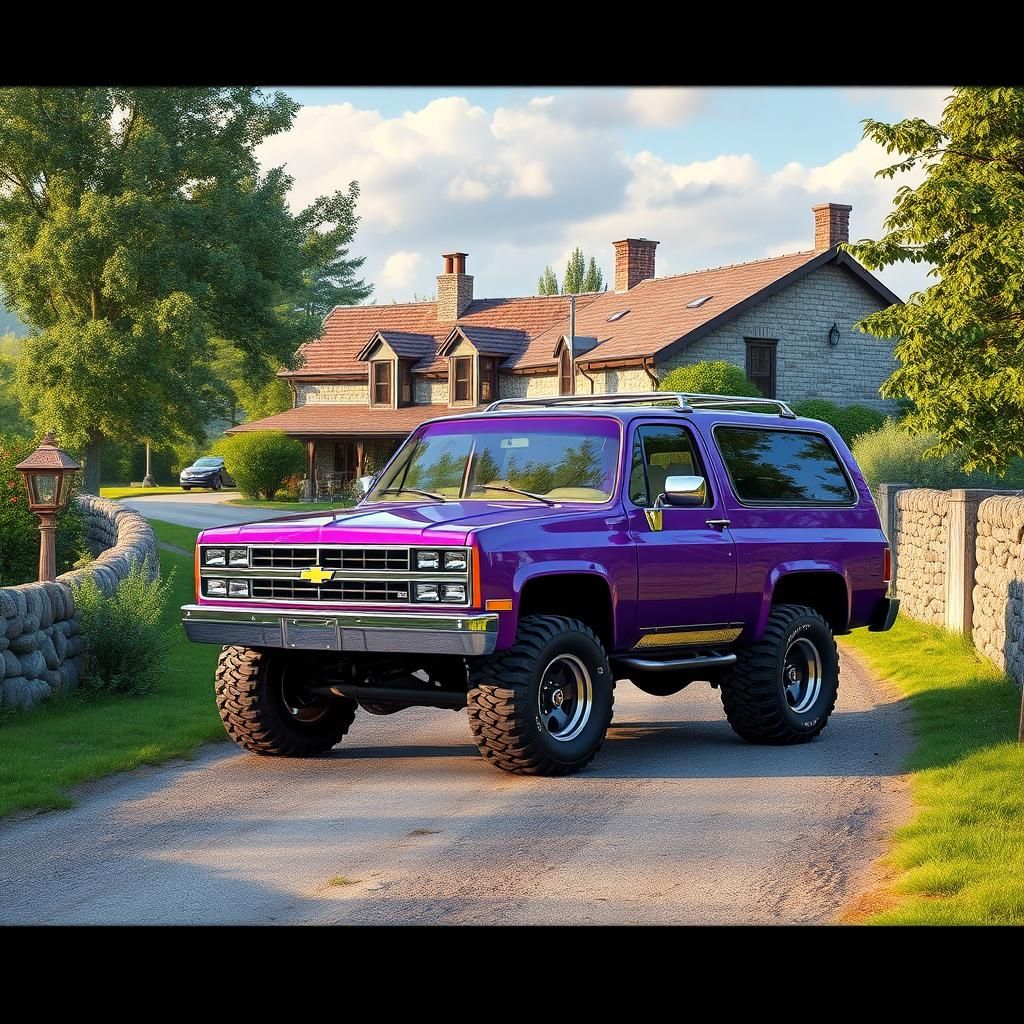 Purple Chevy Suburban in 3D Anime Style