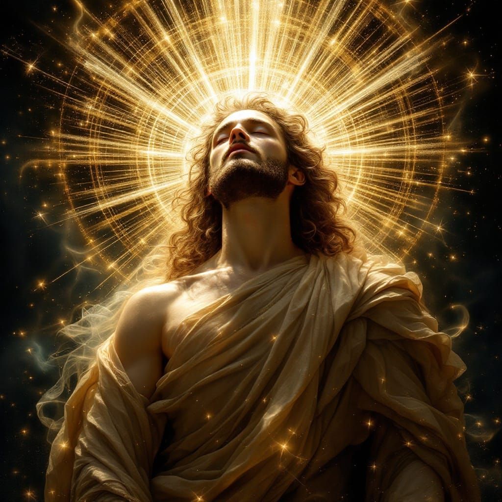 Divine Being Radiates Elegance in Baroque Art Nouveau