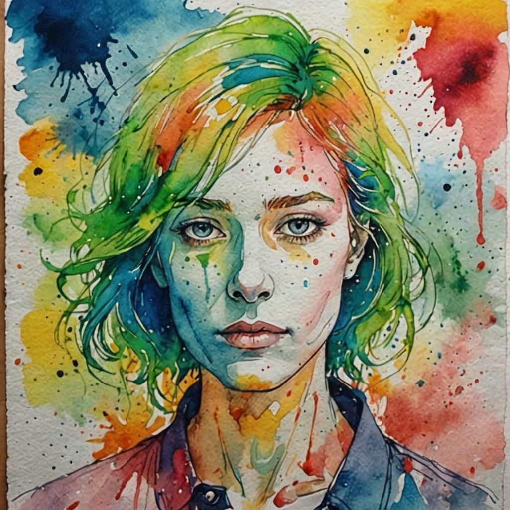 Abstract Watercolor Wet Wash Painting