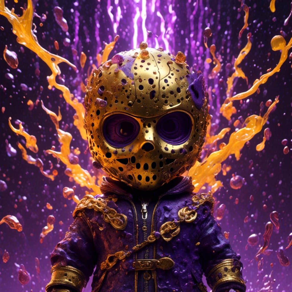 Chibi Jason Voorhees in Hyperreal Dark Fantasy Style