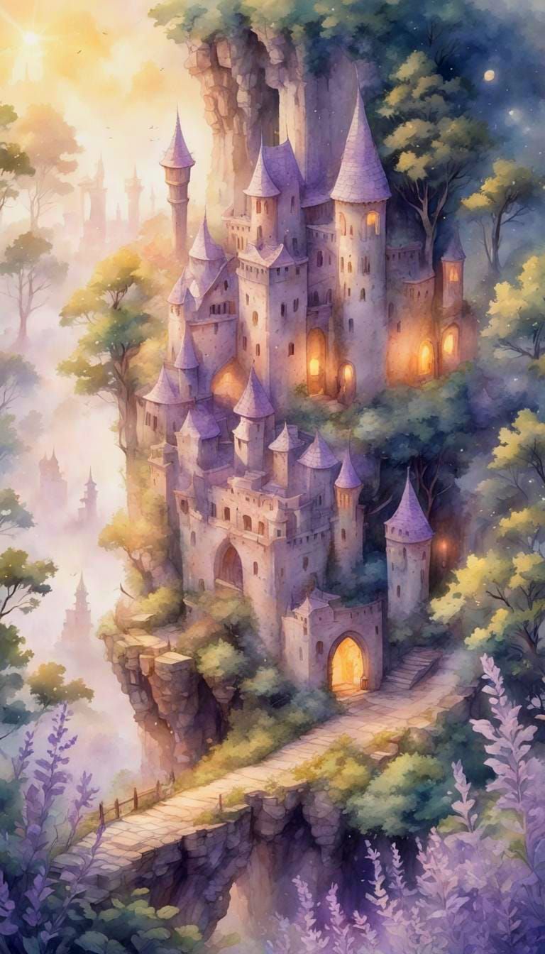 Lavender Grey Fantasy Landscape: An AI Dreamscape