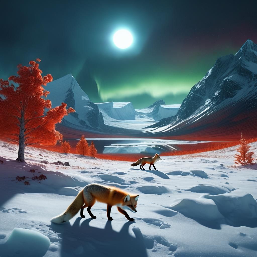 Foxes in Contrasting Autumn and Winter Landscapes