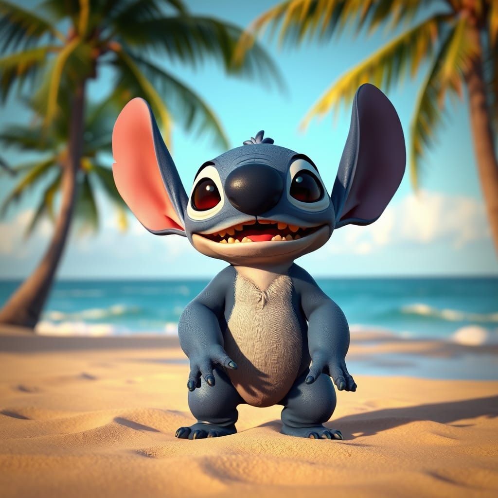 Surreal Hawaiian Island Creature in Realistic Style