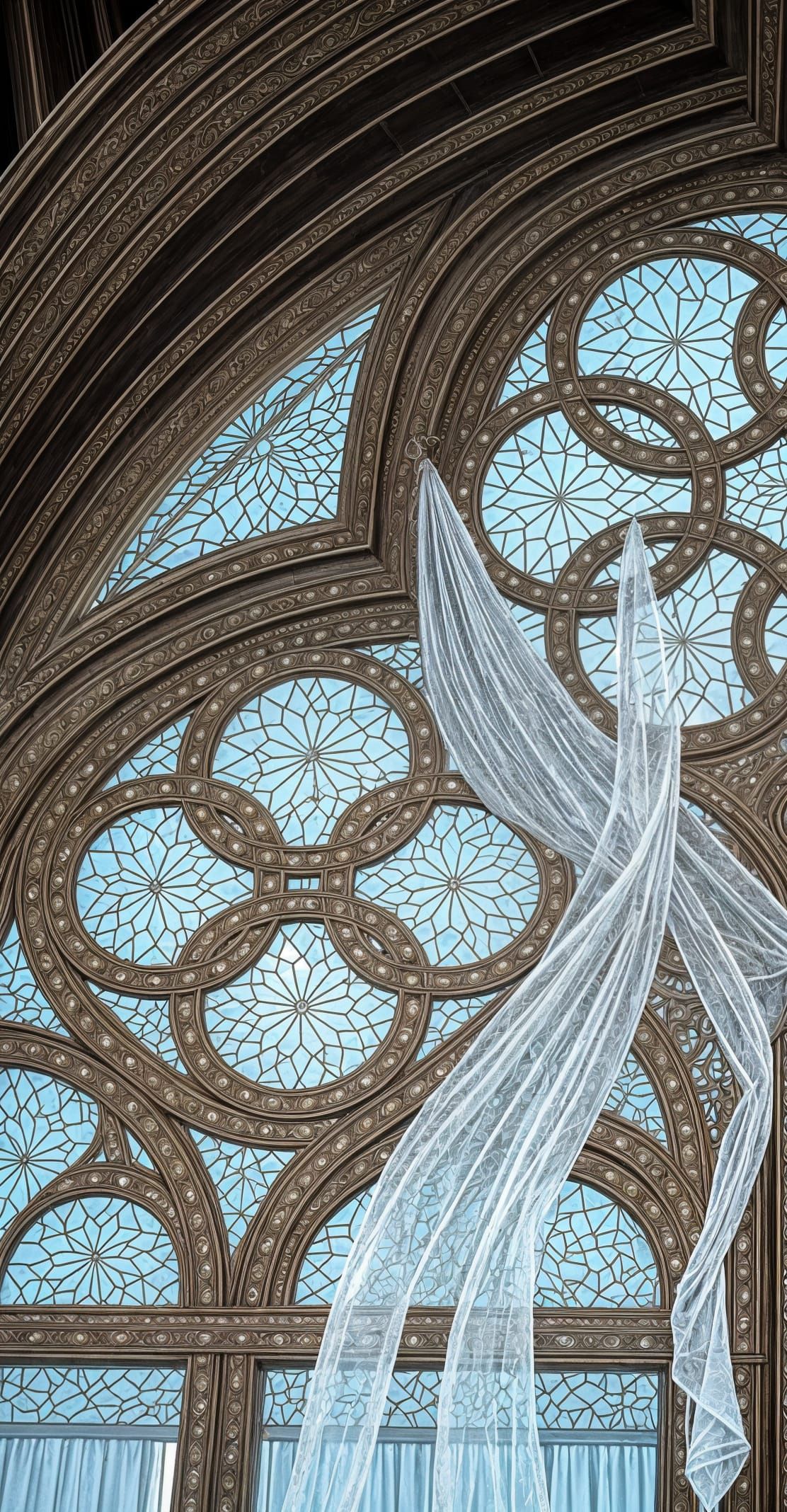 Magical Stream Flows Through Ancient Window