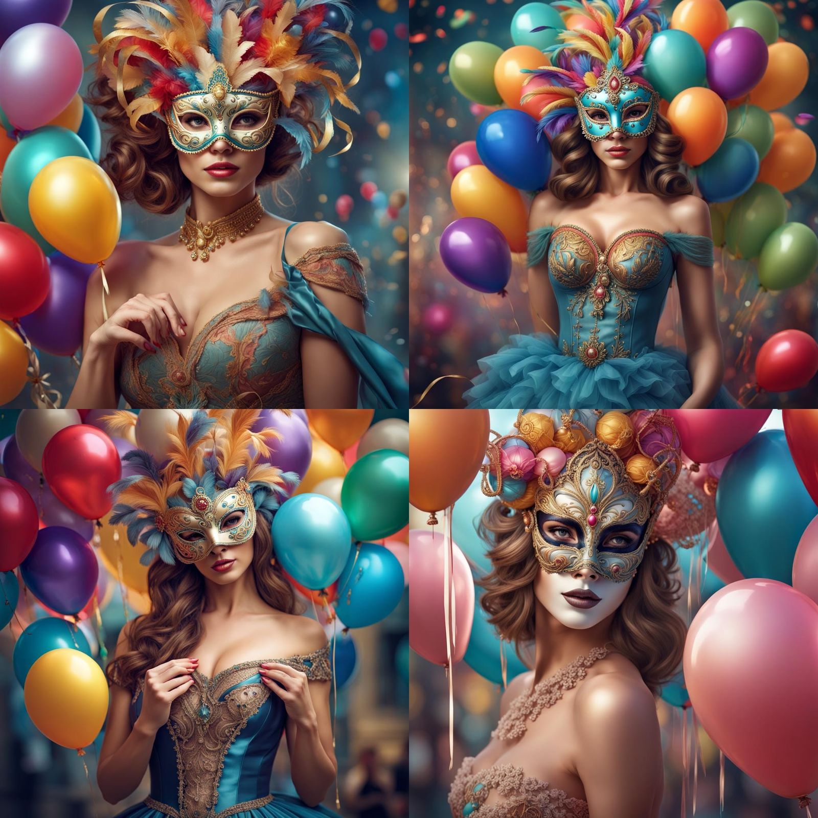 Woman in Mask at Carnival: Hyperrealistic Image
