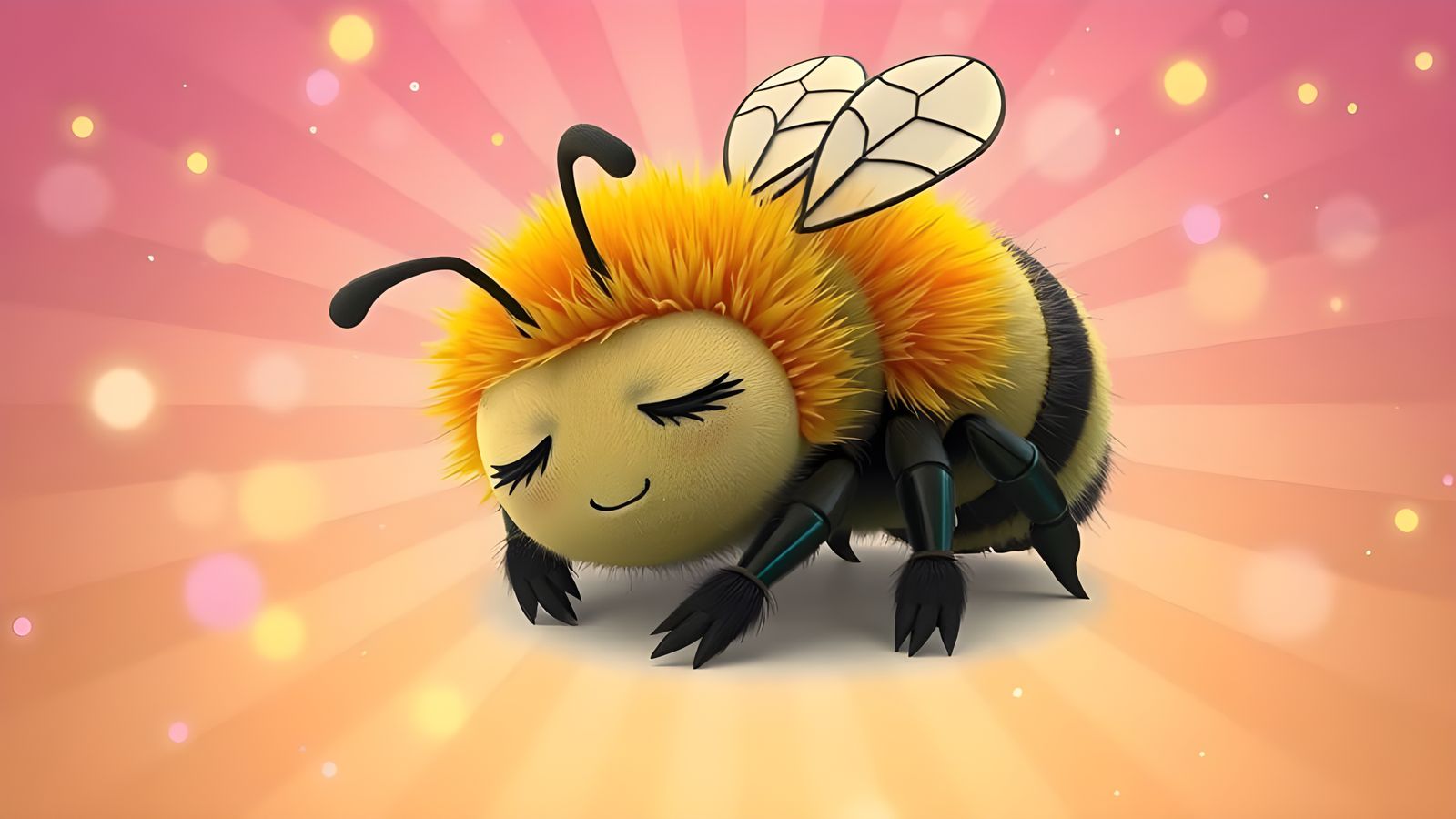 Sleepy Bumblebee in Cartoon 3D Style