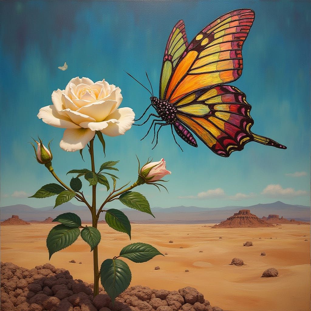 Majestic Butterfly Amidst Desert Bloom