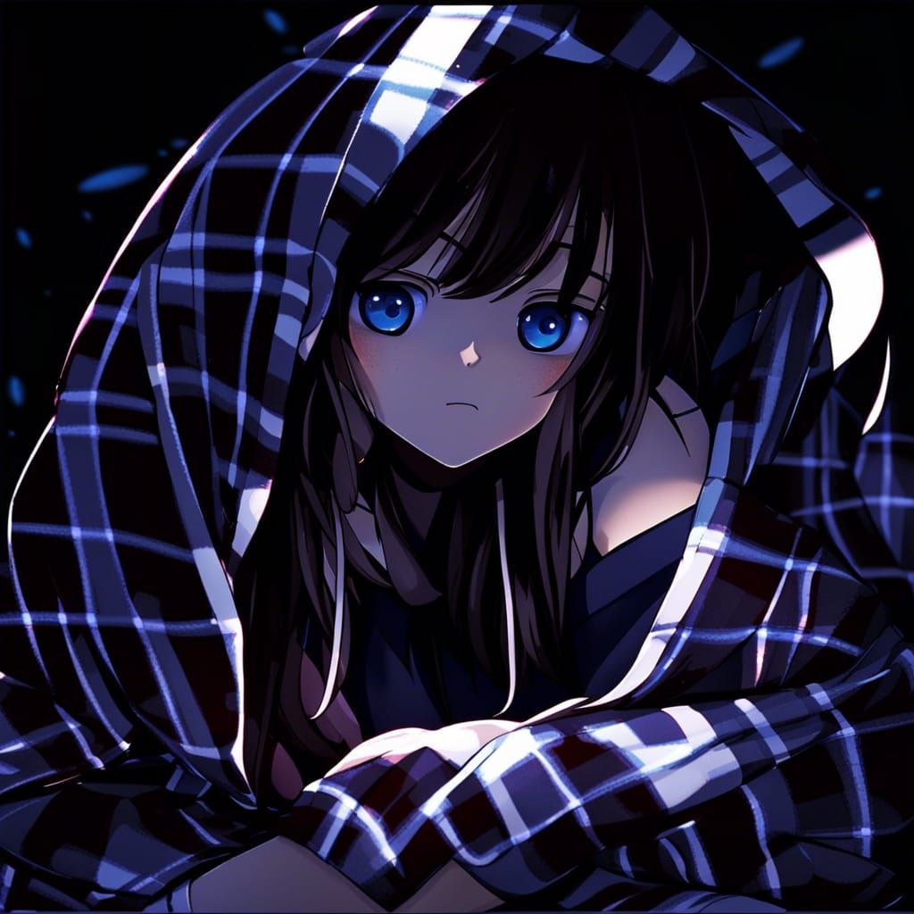 Anime Girl in Plaid Top, Manga Style