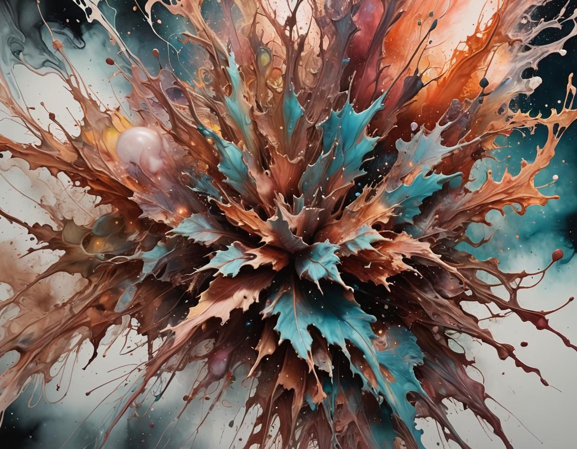 Cosmic Dust Cloud in Inkblot Art Style