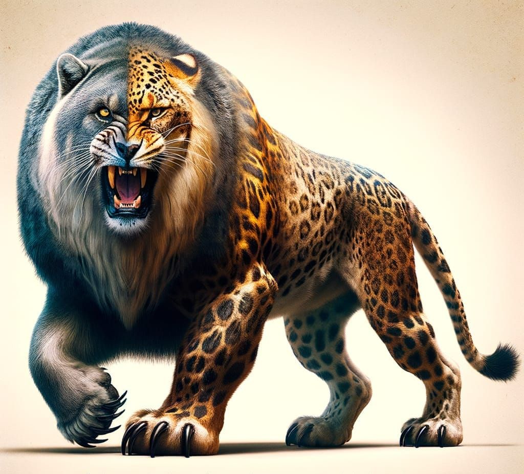 A Ferocious Leopard-Bear-Lion Hybrid Creature