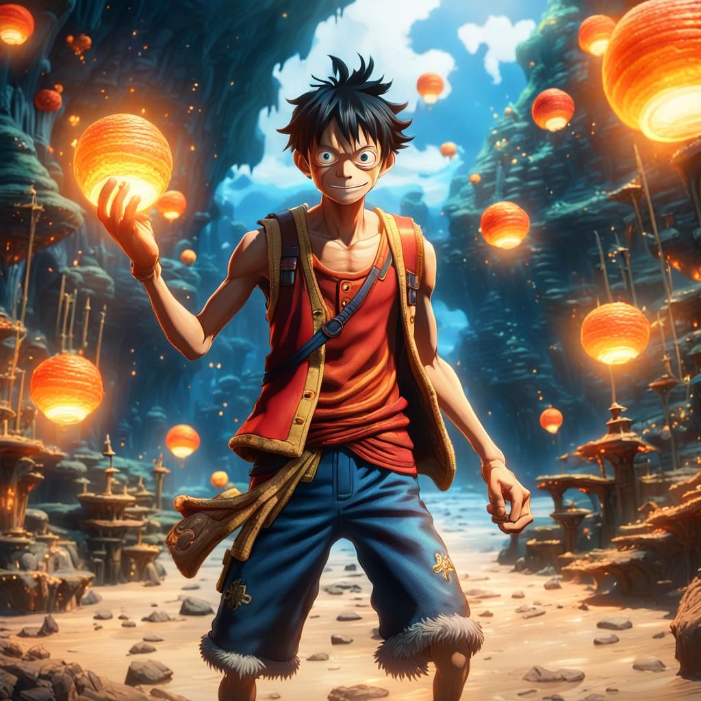 Monkey D Luffy in Vibrant Fantasy Art