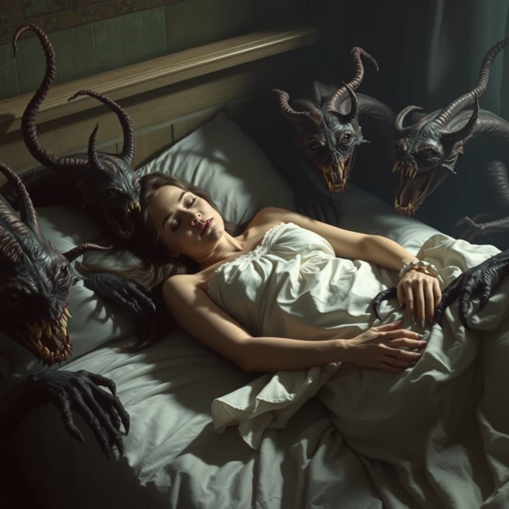 Demonic Nightmares Haunt Sleeping Woman