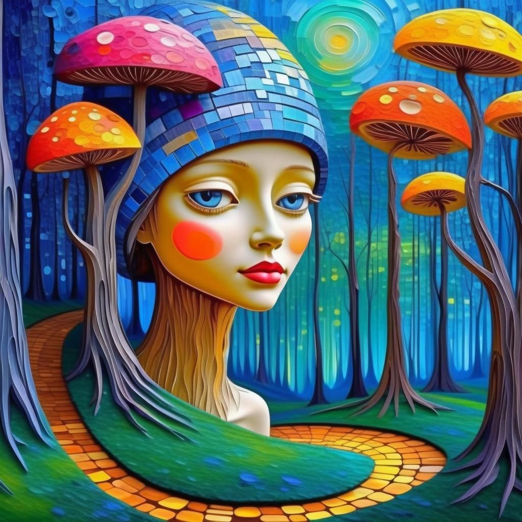 Surreal Mushroom Girl Portrait in 3D Digital Art