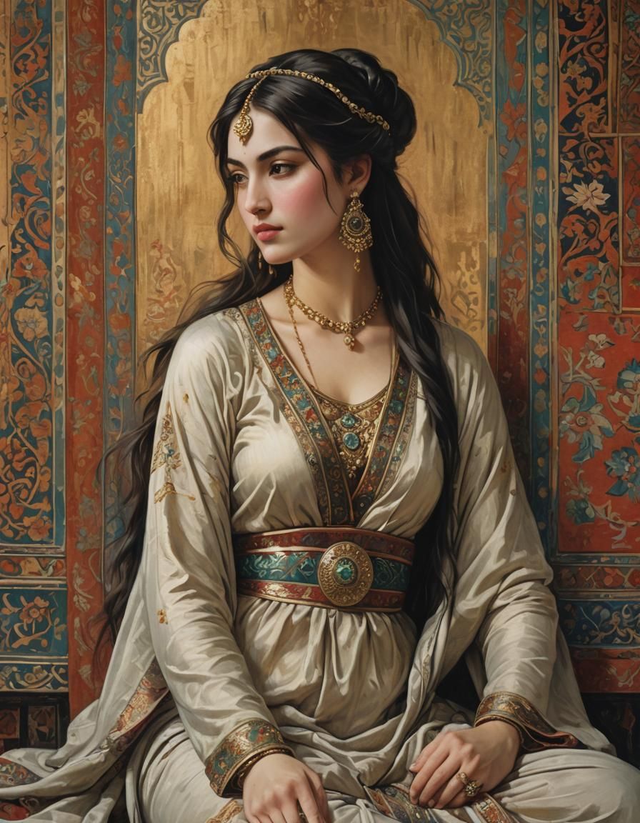 Young Woman in Harem: Half-Body Portrait