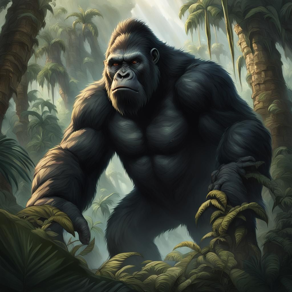 King Kong Portrait in Uncharted Jungle