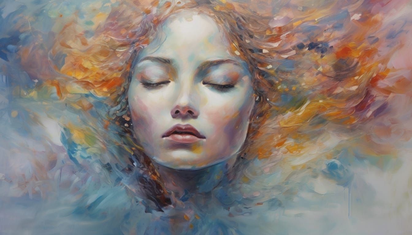 Surreal Oil Portrait of a Dreamer's Ethereal Face