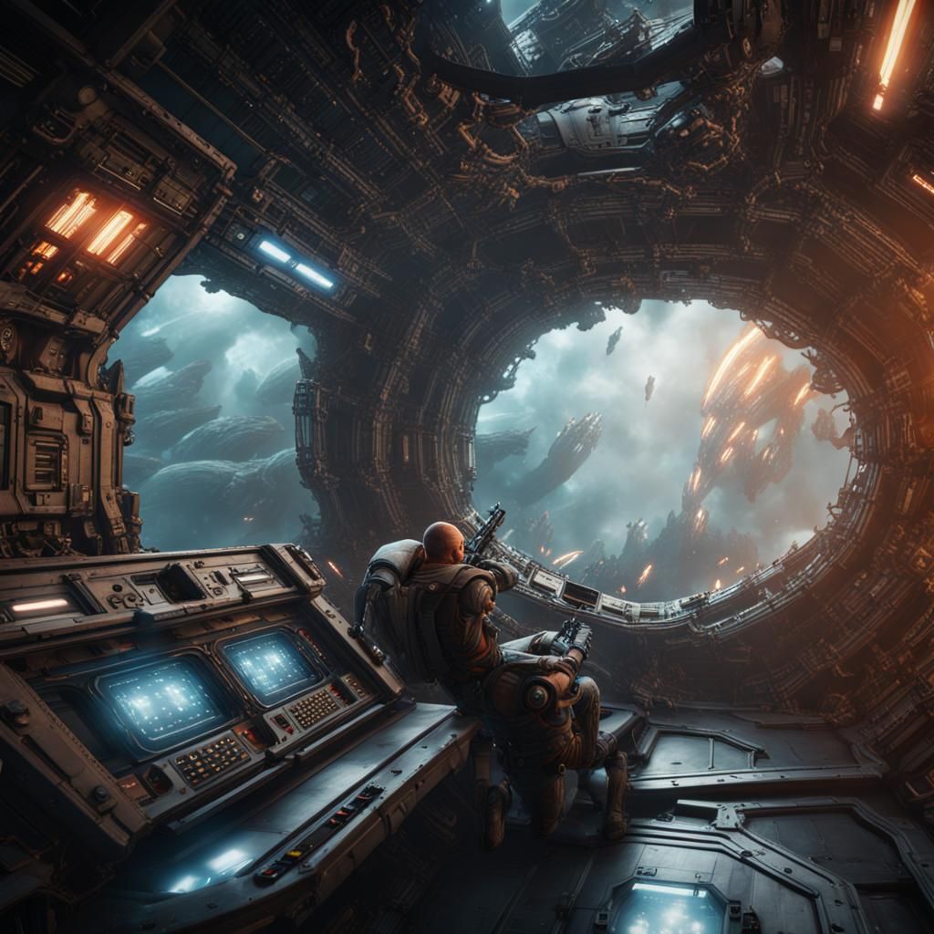 Skeleton Captain Amidst Warp Core Breach