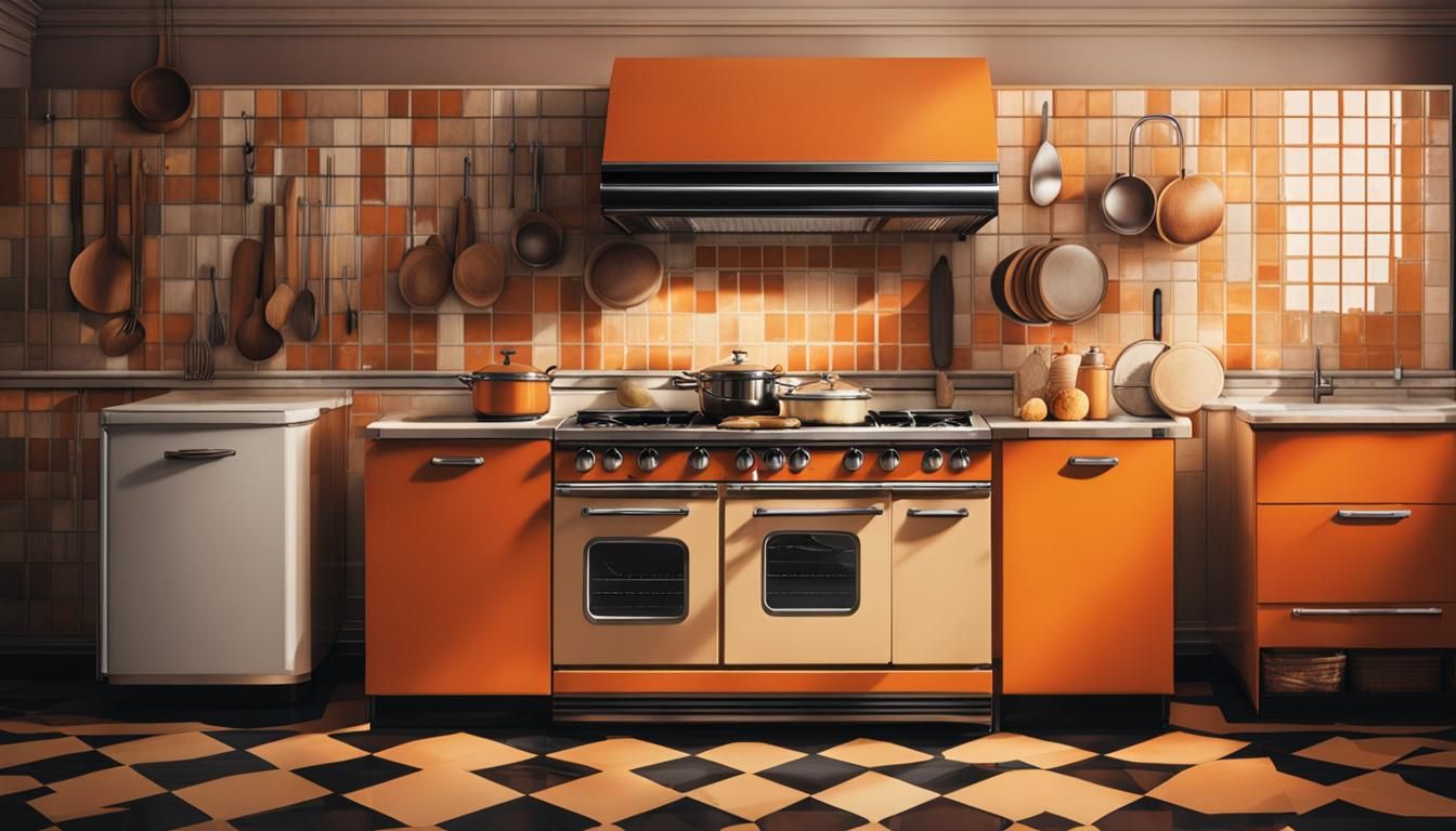 Vintage Kitchen Interior in Hyperrealistic Splash Art