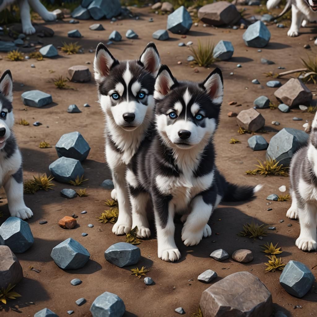 Cute Husky Puppy Fantasy Art