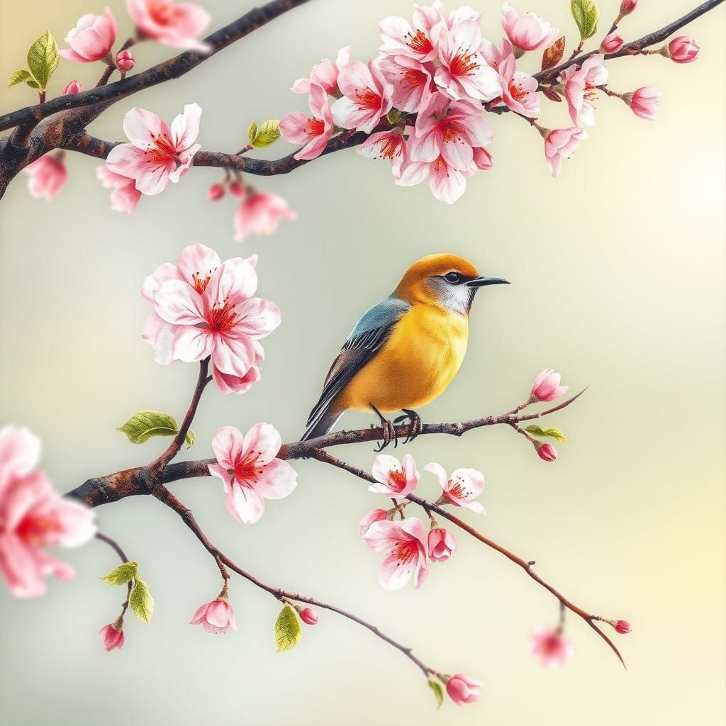 Delicate Blossom Tree in Dreamy Watercolour Hues