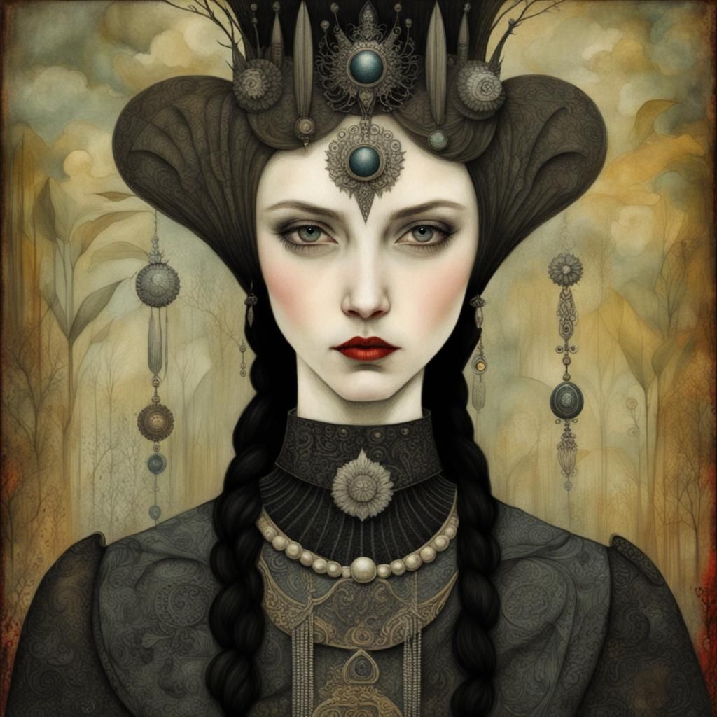 Goth Punk Queen in Art Brut Style