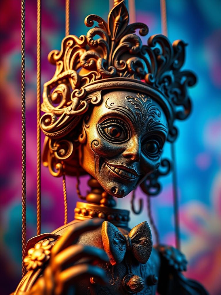 Intricate Marionette in Vibrant Baroque Style