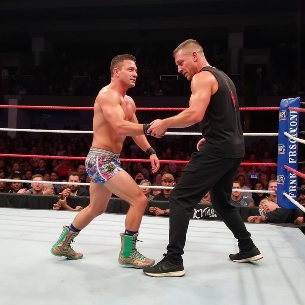 Wrestler Knocks Out Opponent with Nunchucks