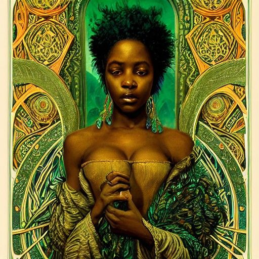 Nubian Girl in Rococo Tarot Style