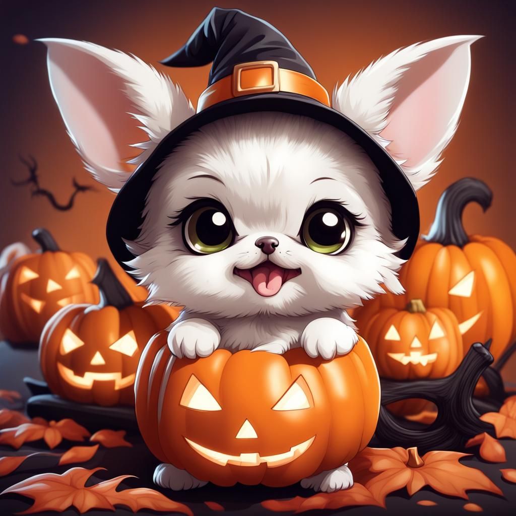 Chibi Animals Halloween Fun: Super Cute Scene
