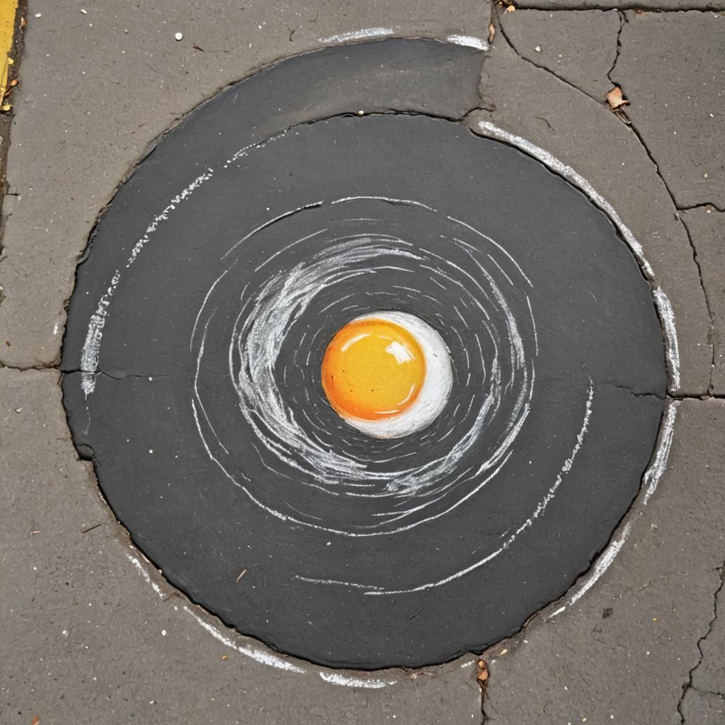 Sidewalk Chalk Art: 3D Fried Egg Illusion