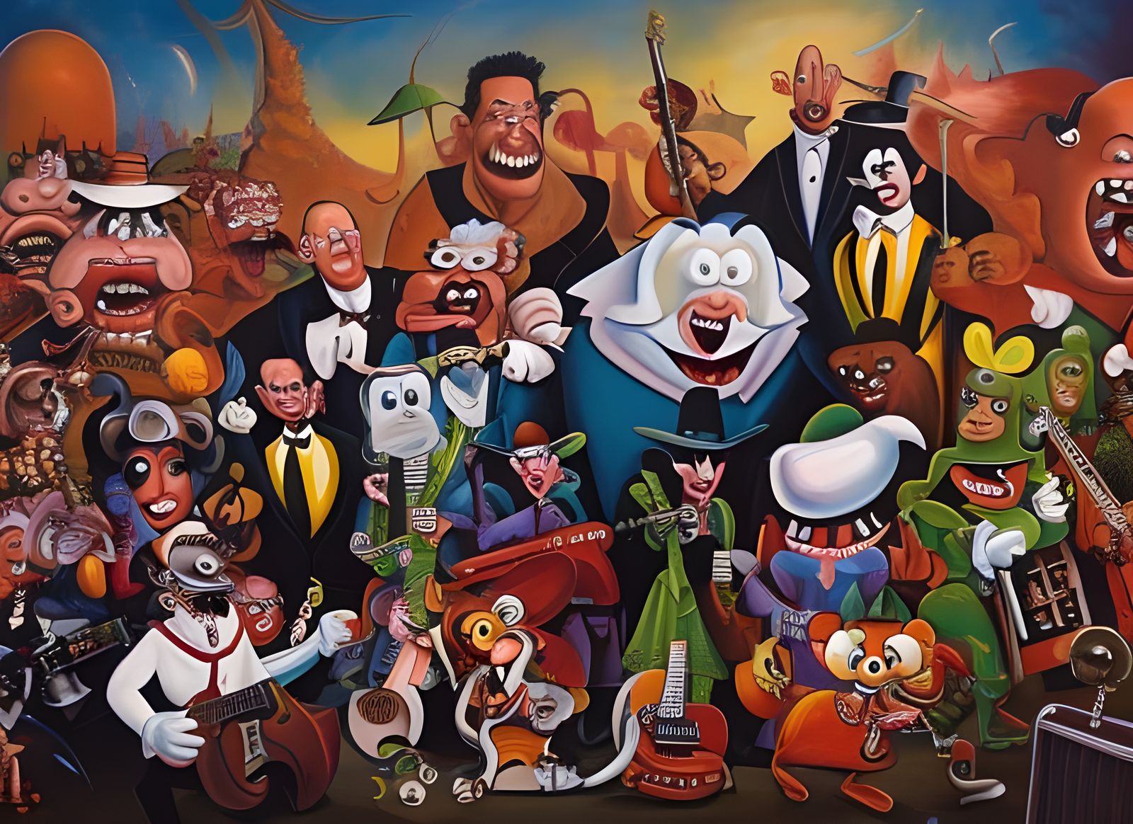 Cartoon Band Image in Oil Painting Style