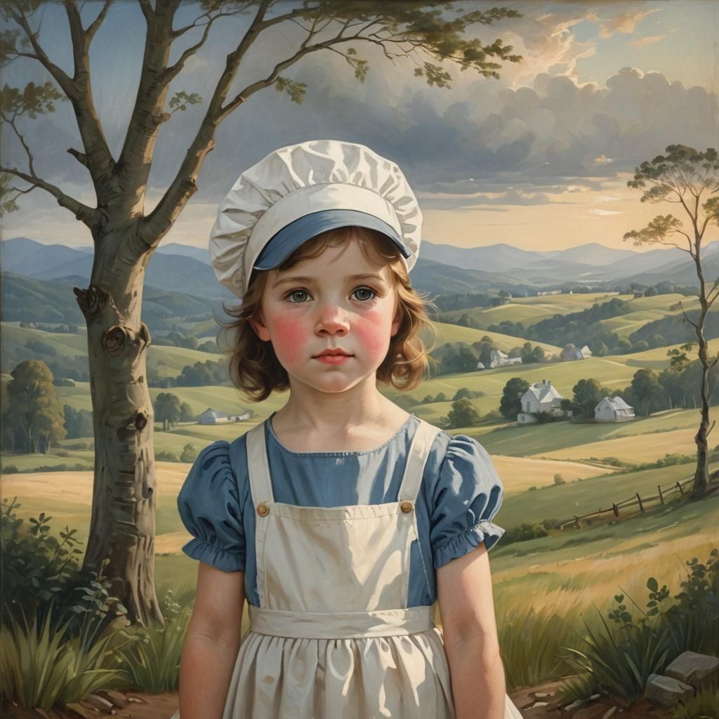 Colonial Portrait of Young Girl in Neoclassical Style