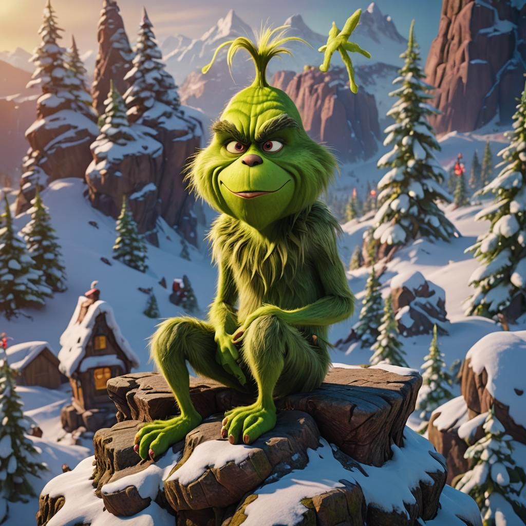 The Grinch on Mount Crumpit: 3D Digital Art