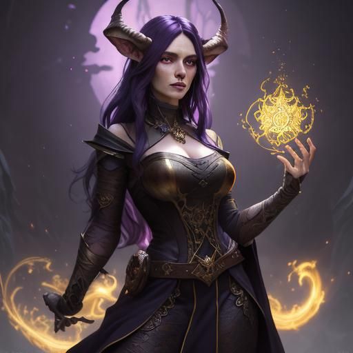 Enchanting Satyr Sorceress in Dark Fantasy Style