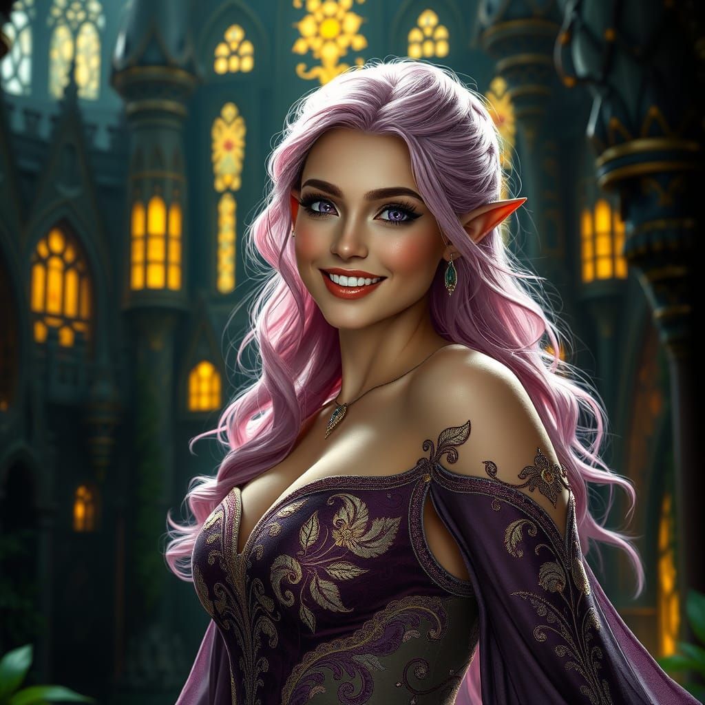 Elegant Elven Goddess in Mystical Realm