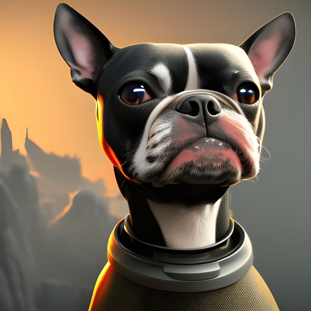 Cute Robotic Dog with Boston Terrier Smile