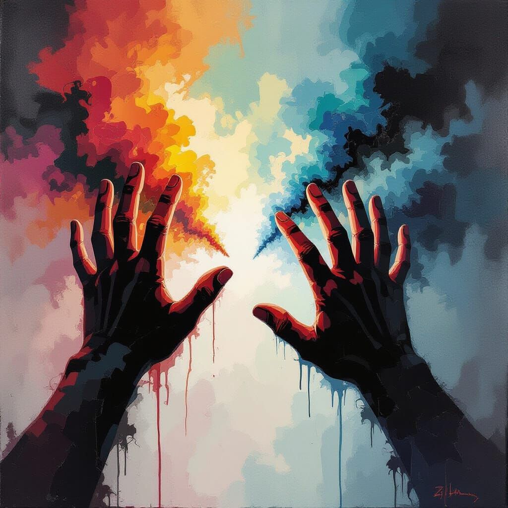 Dissolving Hands Symbolizing Addiction's Grip