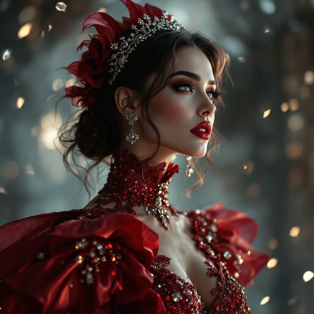 Elegant Woman's Oscar Moment in Cinematic Style