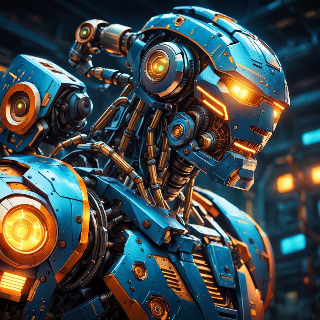 a big, round robot throwing its arm