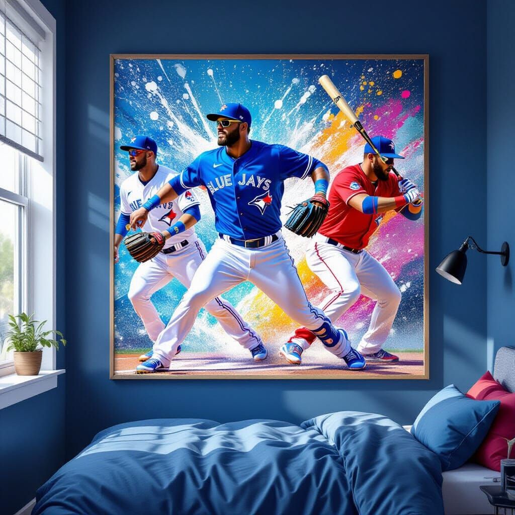 Toronto Blue Jays Poster in Hyperrealistic Splash Art Style