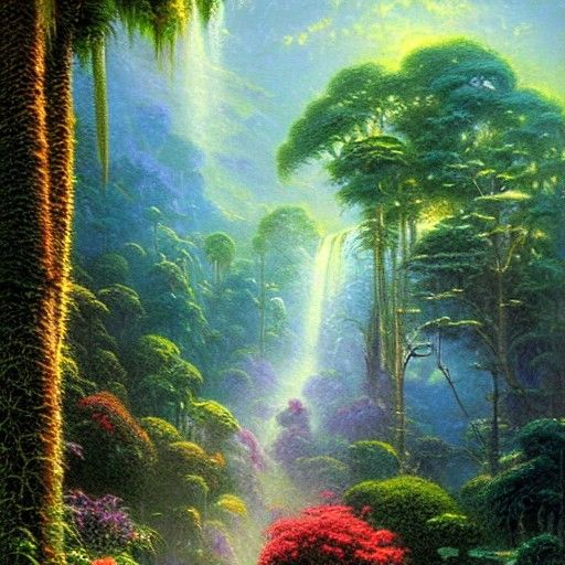 Chameleon in Jungle, Ethereal Oil Painting