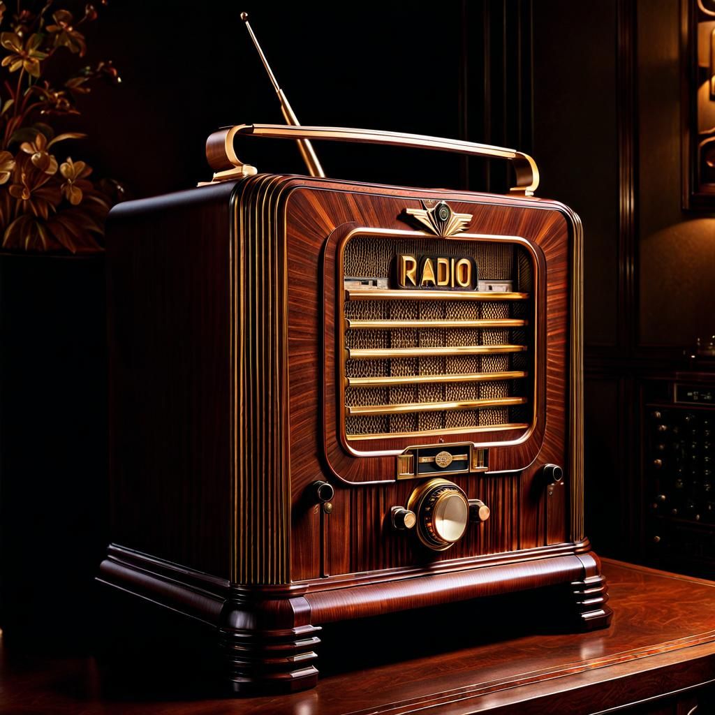 Art Deco Radio Console in Golden Hour Lighting