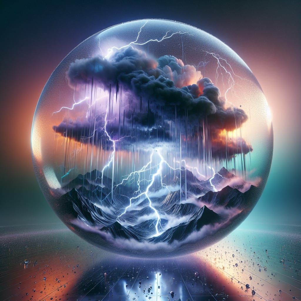 Violent Lightning Storm Contained in Glass Sphere