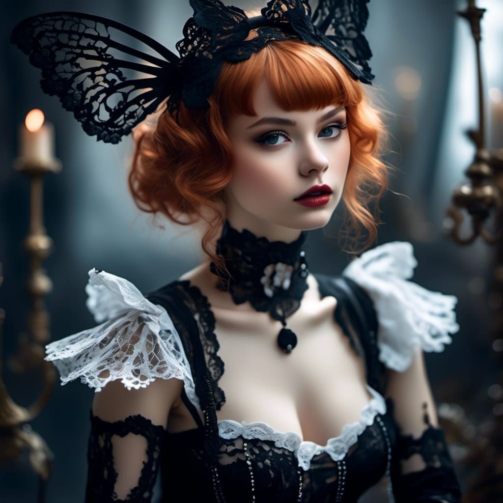 Hyperreal Portrait of a Gothic French Pixie Maid