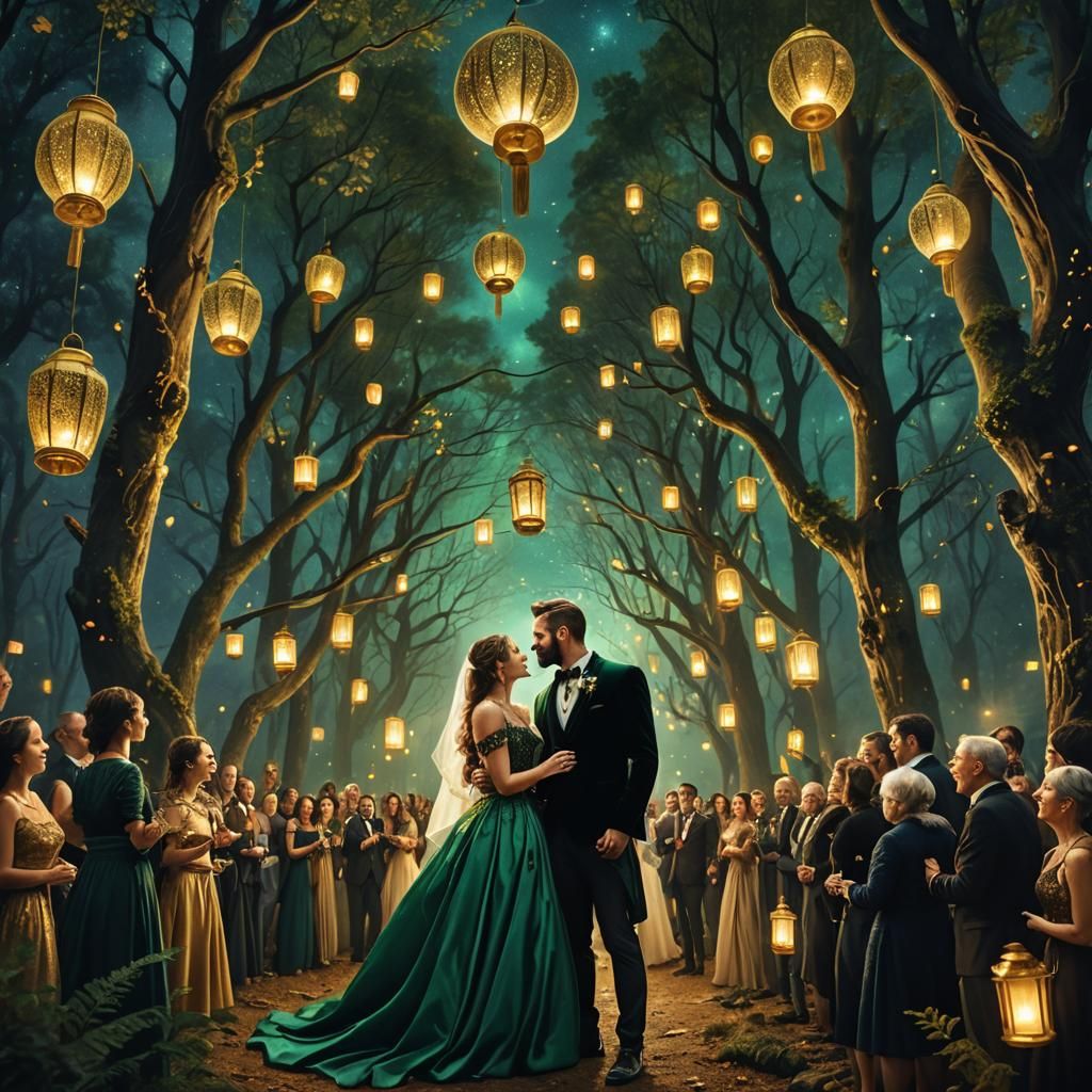 Fantasy Wedding Celebration Under Starry Sky