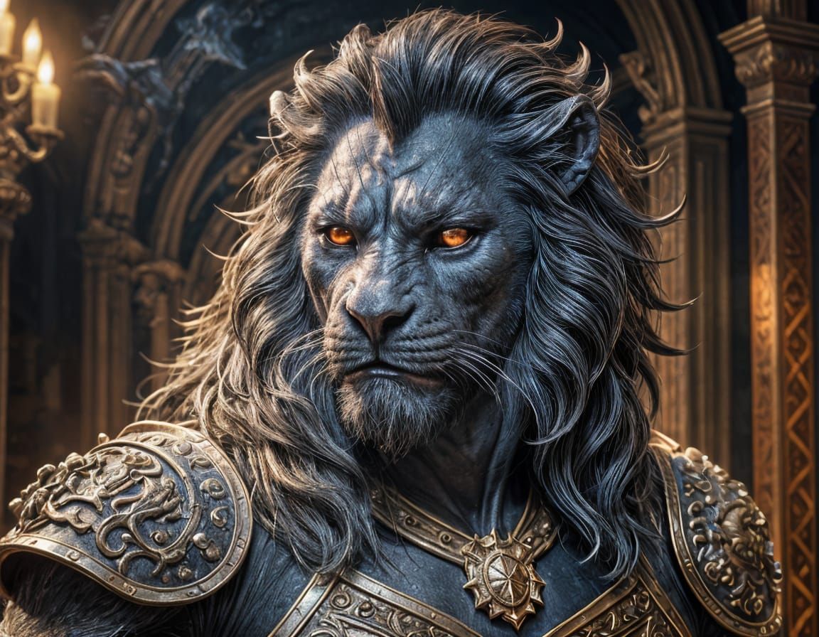 Dark Fantasy Demon Governor in Roaring Lion Form