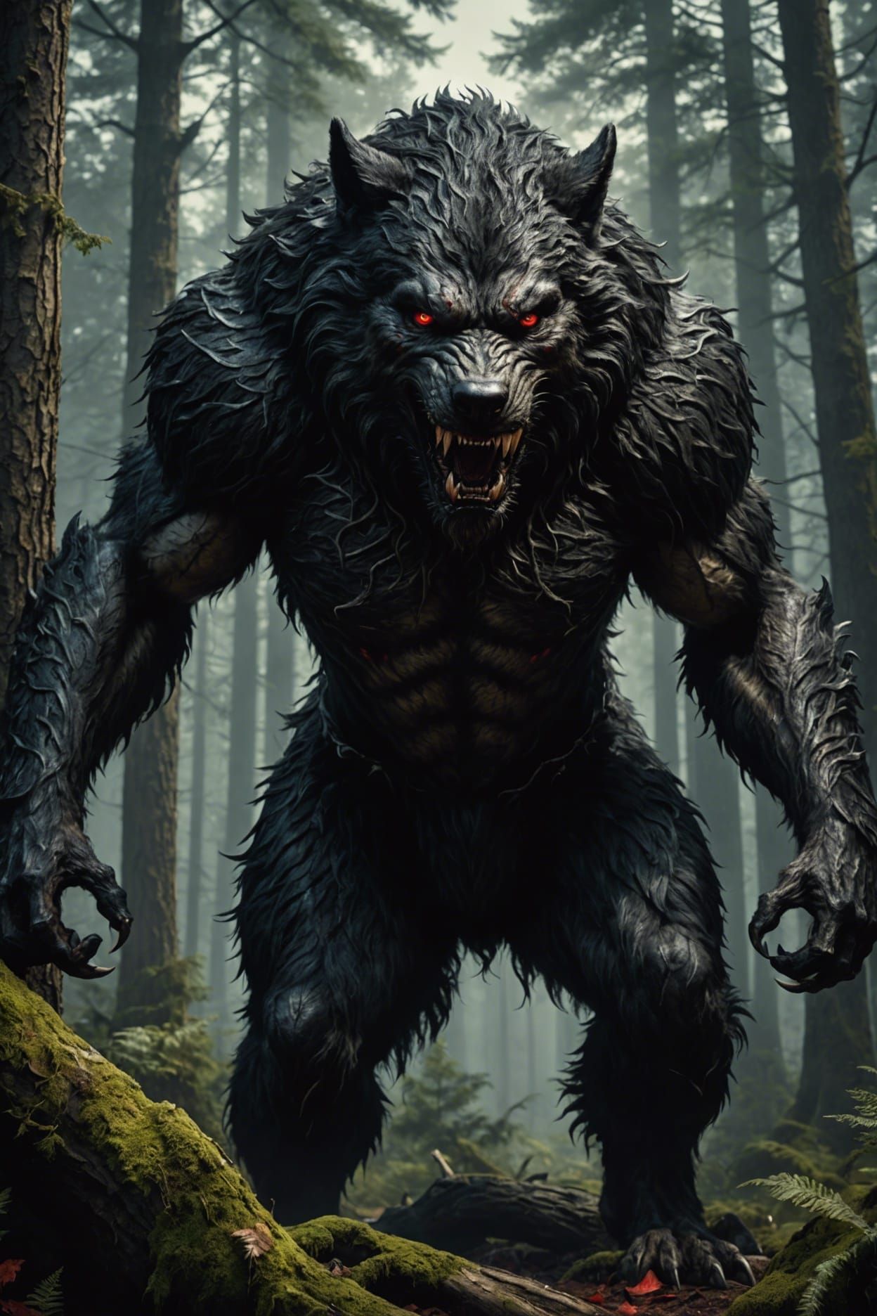 Ferocious Werewolf in Dark Fantasy Style